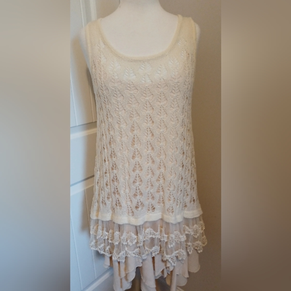 Entro 2 Piece Dress, Entro Layer That Dress Slip, Crochet Lace Dress